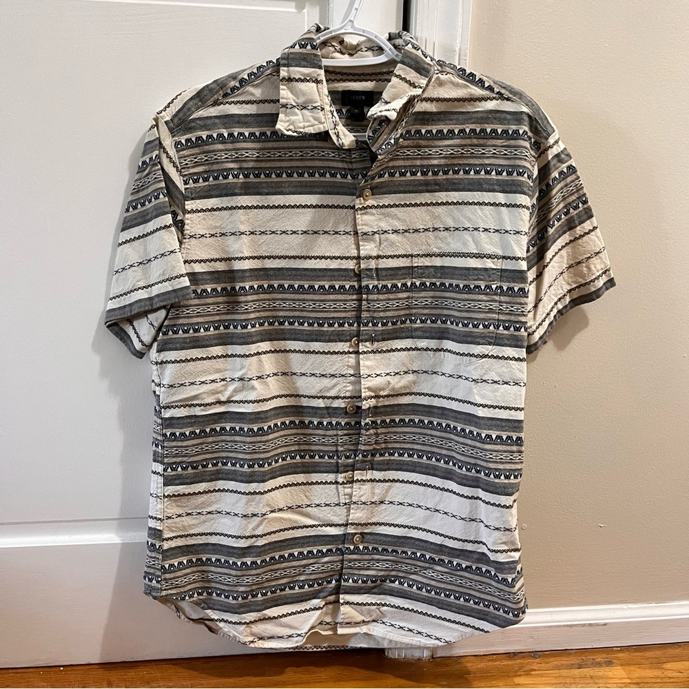 J. Crew Printed Short Sleeve Button Down Medium